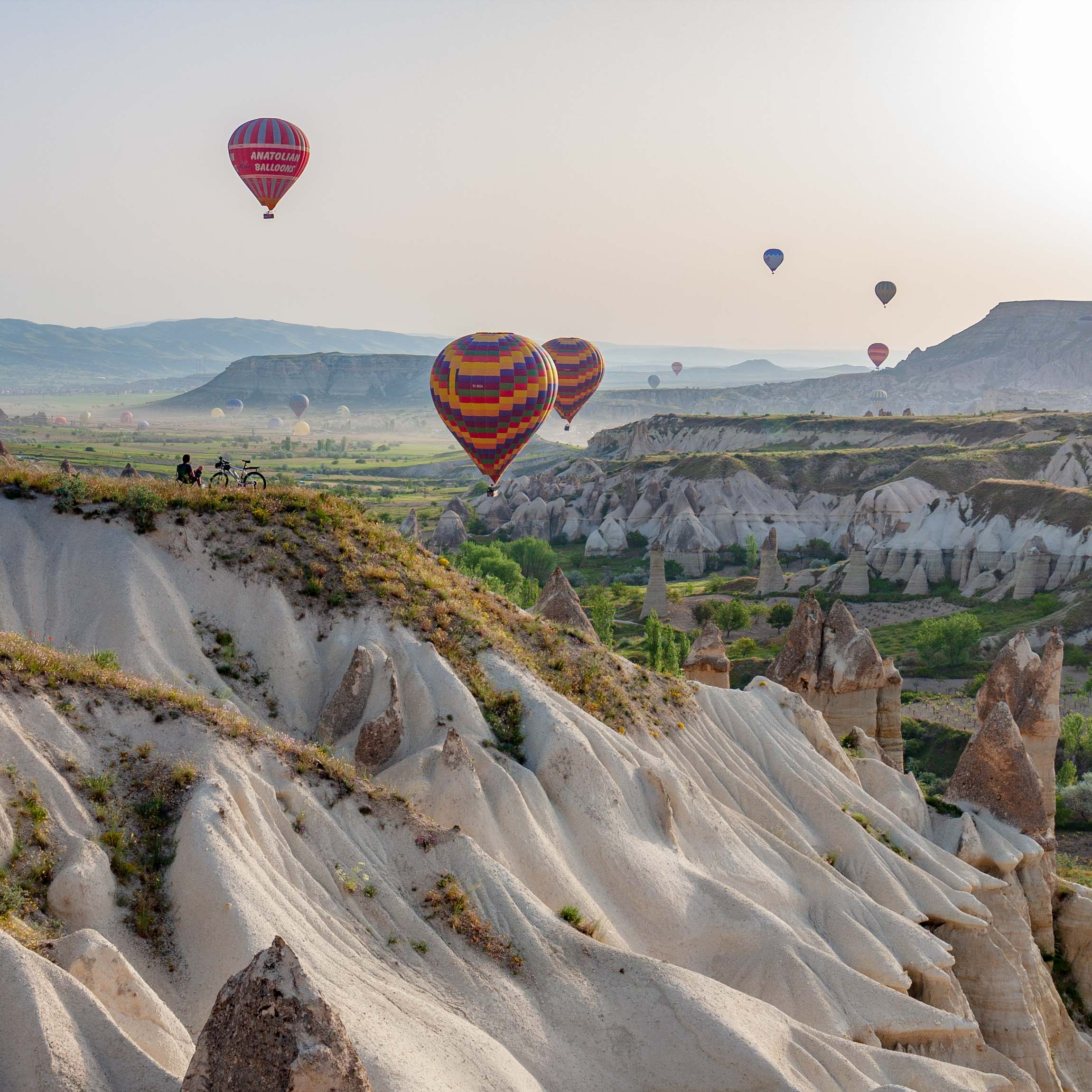 hot air Ballons taking off in Cappadocia