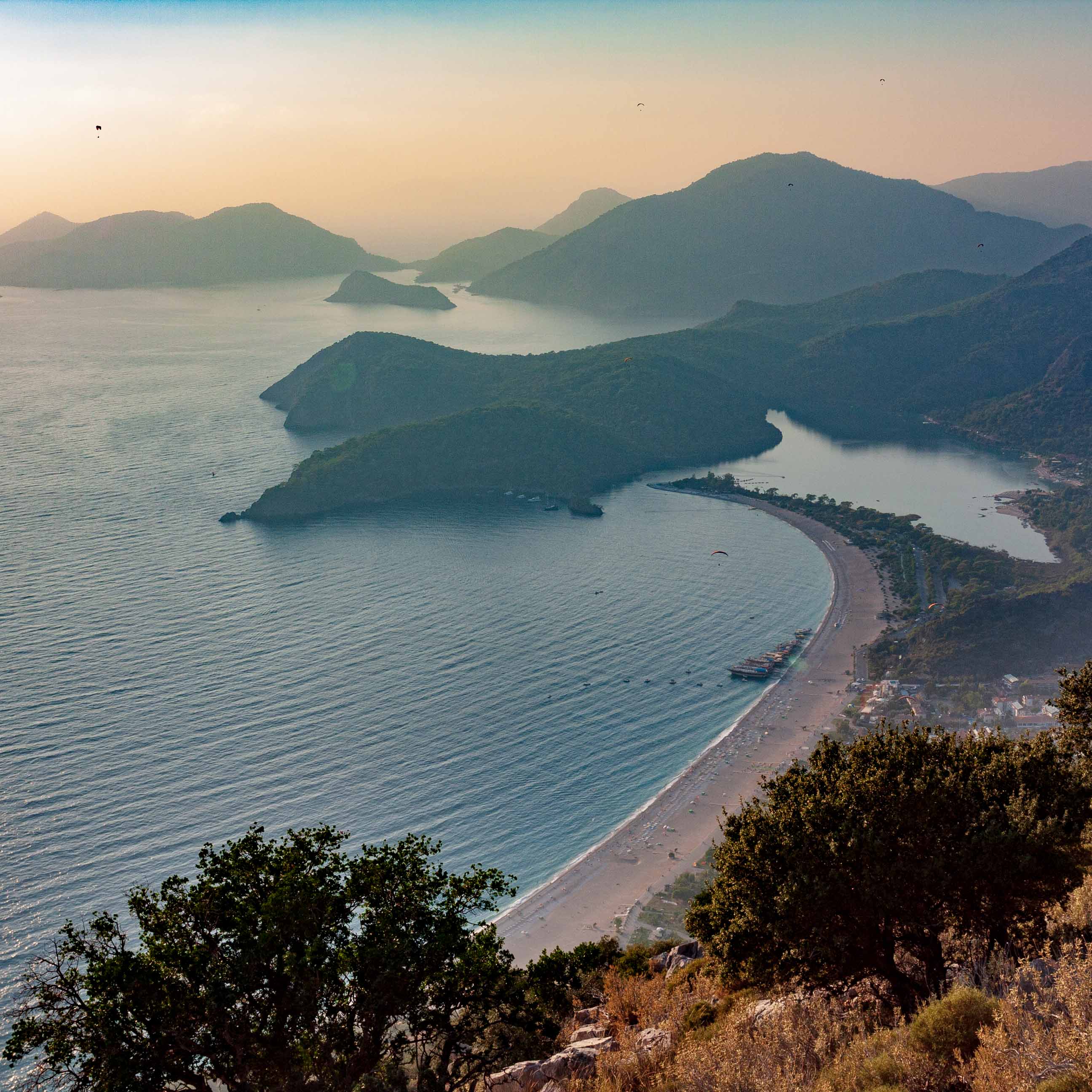 View of Oludeniz beach and coastline as seen from the Lycian Way
